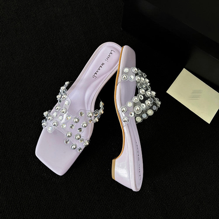 Karin Luna In Stock Spot Goods Classic versatile transparent sequin slippers