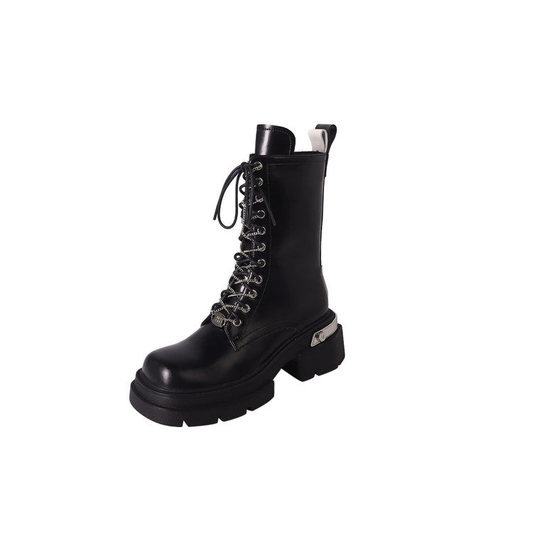 Karin Luna In Stock Spot Goods Lace-up casual metal decorative thick-soled Martin boots