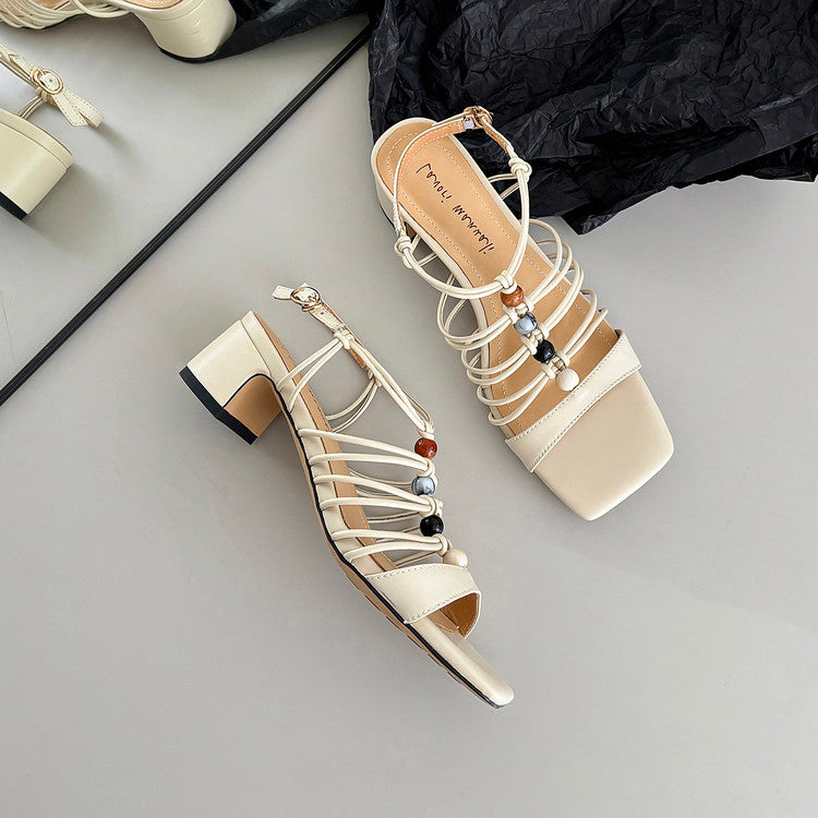 Karin Luna Bohemian Vacation Style~Square Toe Open Toe Sandals