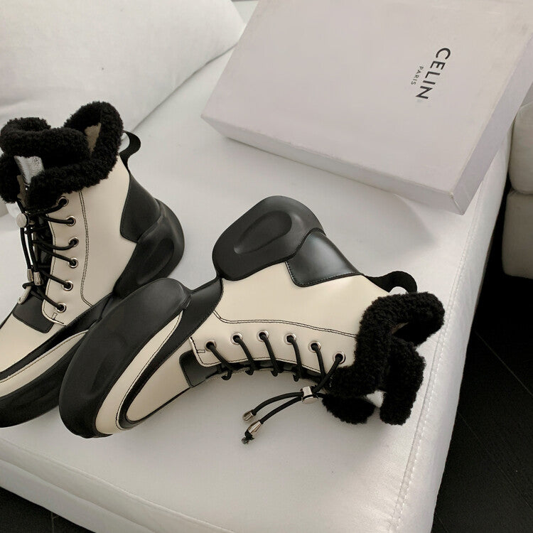 Karin Luna In Stock  Spot Goods  Hot-selling Sports Thick Sole Thickened Fur Snow Boots Full cowhide
