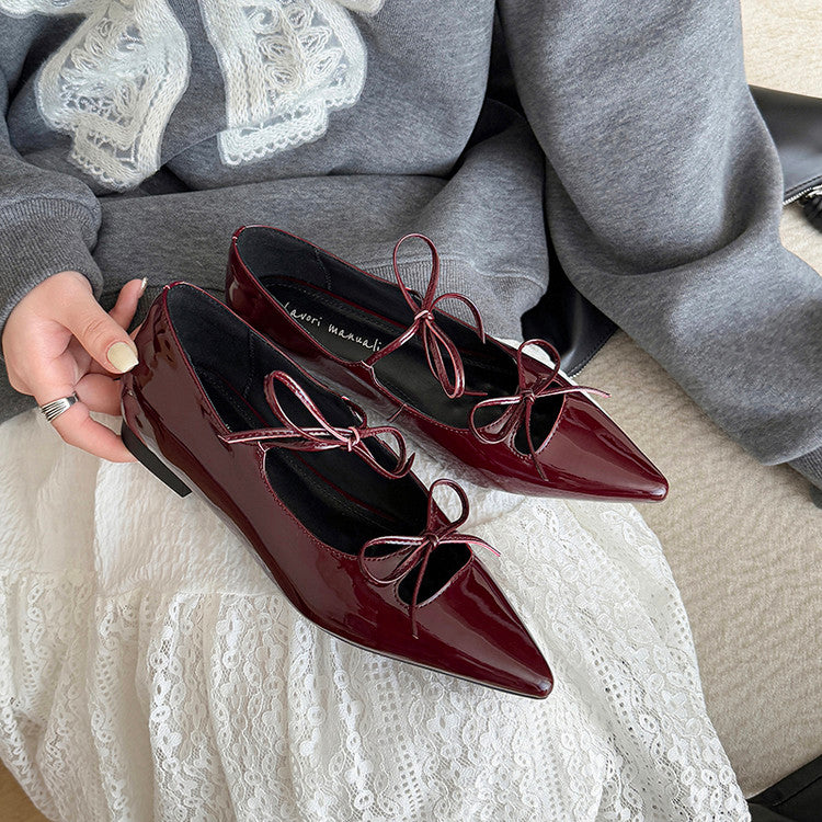 Karin Luna In Stock Spot Goods  Hot-selling Element Bowknot Square Toe Pointed Toe Single Shoes