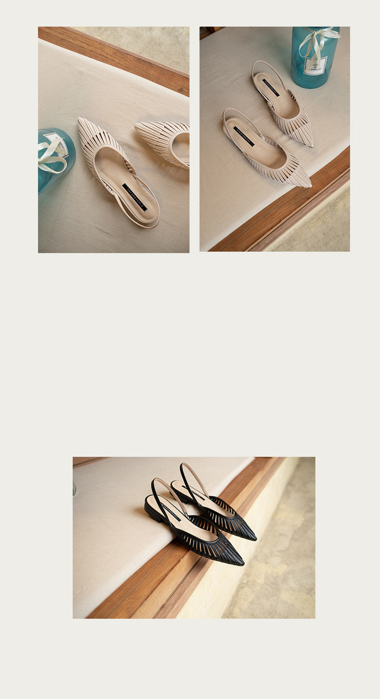 Karin Luna Bestseller Spot Goods French Retro Style Thin Strap Flat Heel Closed Toe Slippers