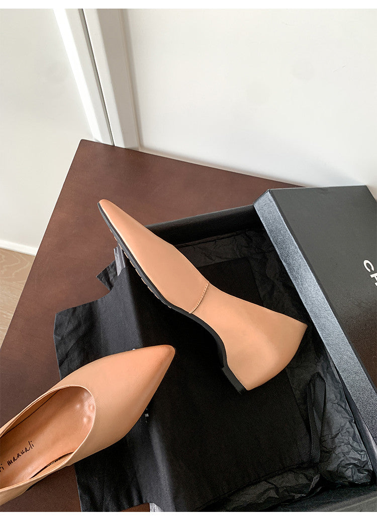 Karin Luna Full Layer Inside and Out~Basic Versatile Retro French Pointed Toe Irregular Heel Single Shoes