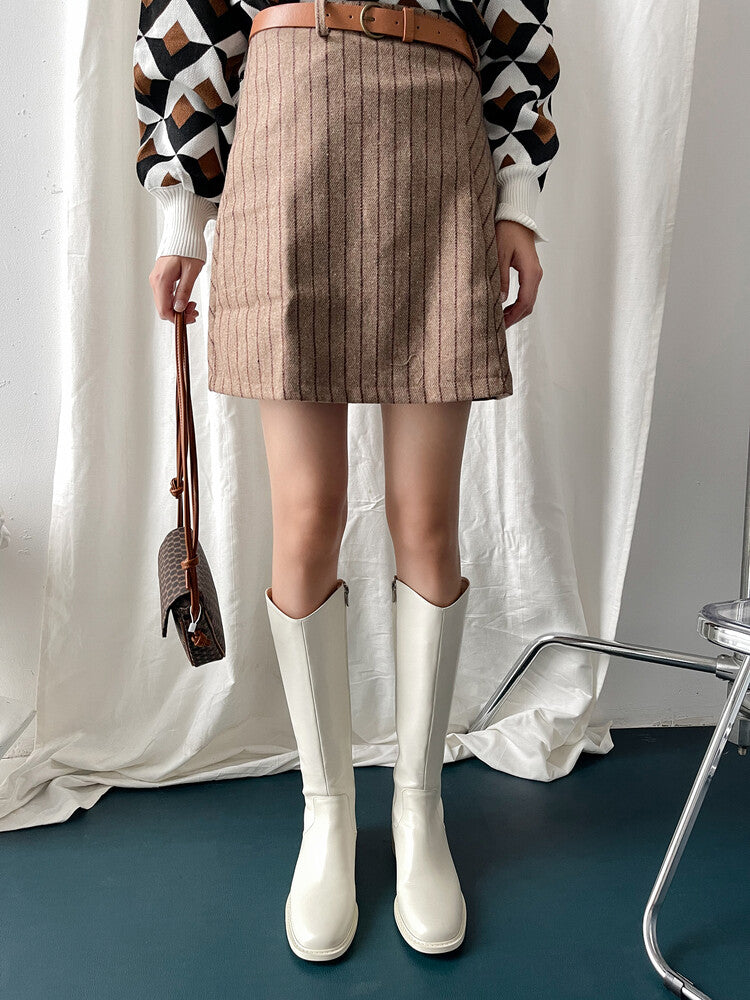 Karin Luna In Stock  Cowhide Niche Versatile Style Knight Boots