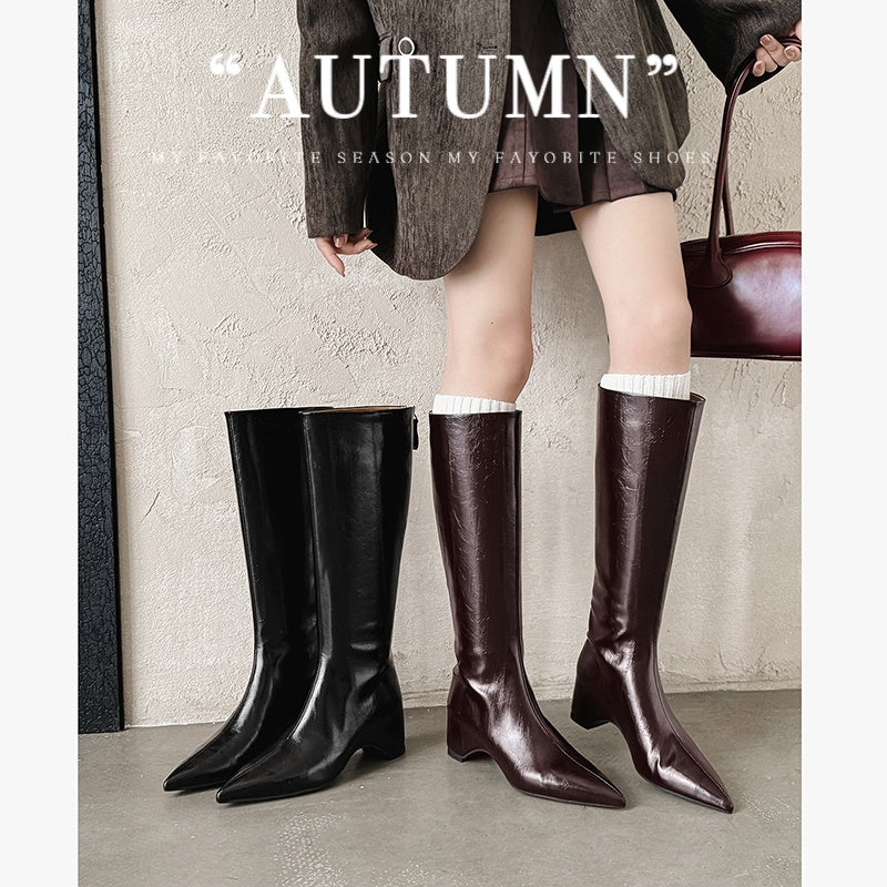 Karin Luna Elegant Style Pointed Toe Internal Height Increase Long Boots