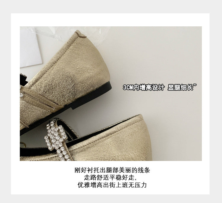 Karin Luna In Stock Spot Goods  Vintage Sweet Rhinestone One-Strap Granny Flats