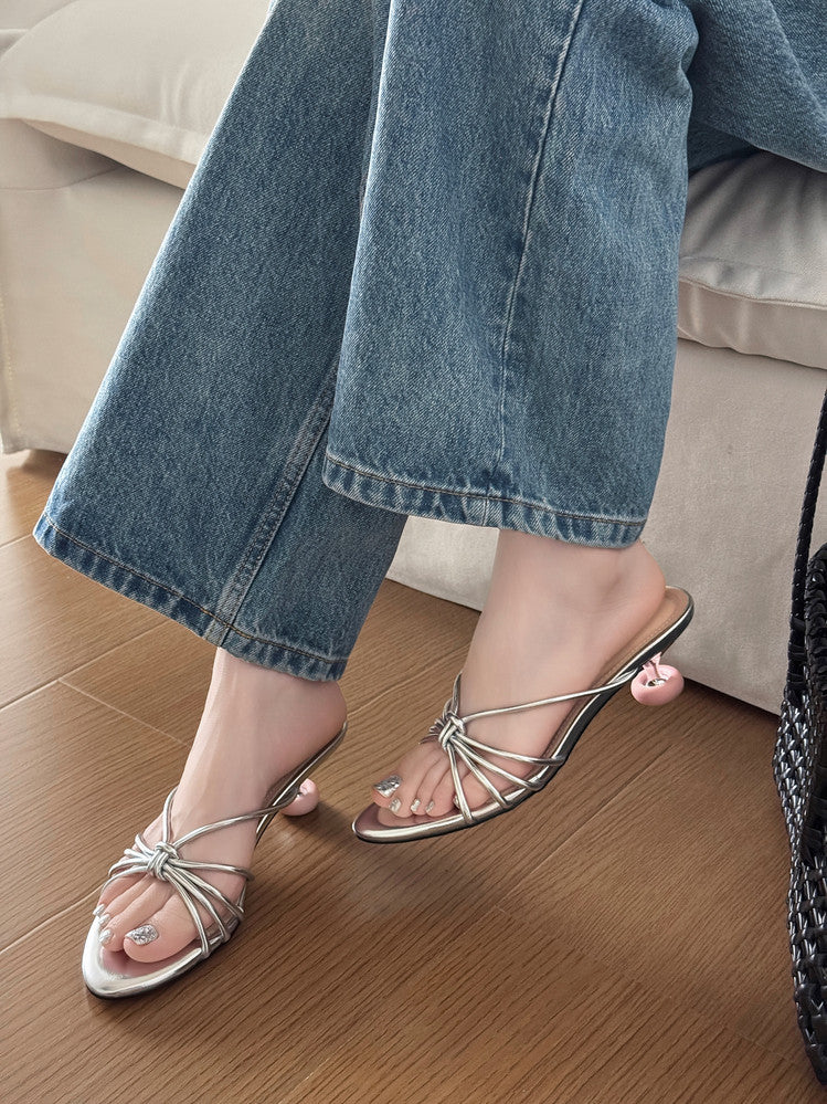 Karin Luna In Stock In Stock  In Stock Round Toe Cross Hollow Round Toe Stiletto Slippers