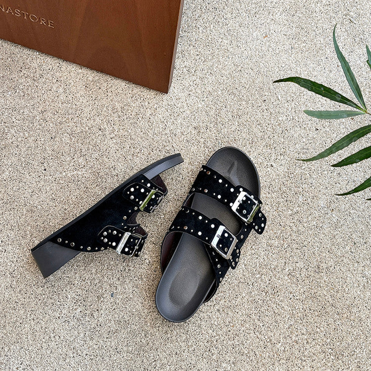 Karin Luna In Stock Spot Goods Casual Thick-Soled Belt Buckle Slippers