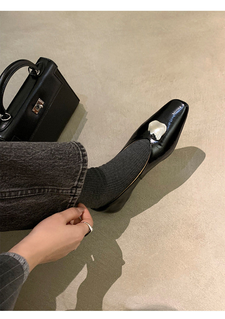 Karin Luna In Stock Spot Goods  Small Metal Decoration Thick Heel Single Shoes