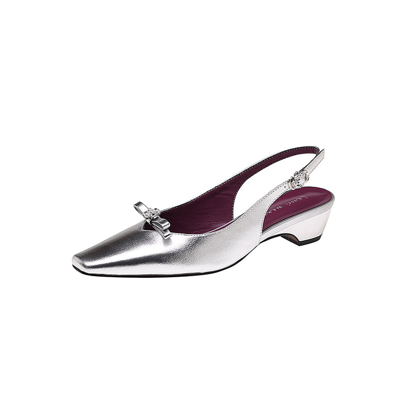 Karin Luna In Stock In Stock Sweet Bowknot Small Square Toe Chunky Heel Closed-toe Elegant Retro Sandals