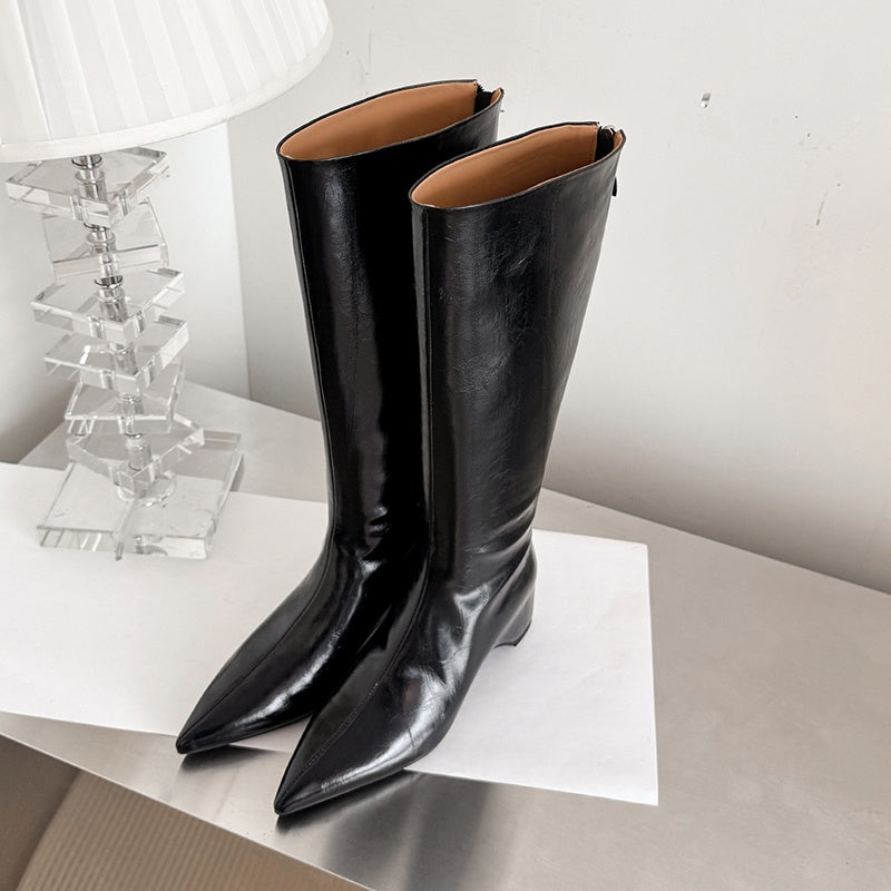 Karin Luna Elegant Style Pointed Toe Internal Height Increase Long Boots