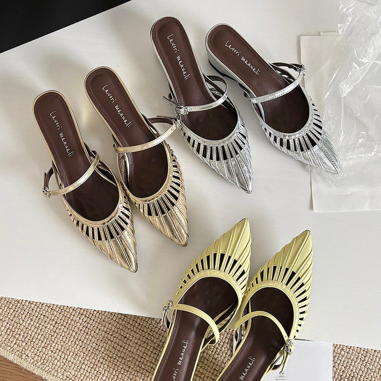 Karin Luna Casual Feel~In stock Pointed Toe Hollow Design Note Pointed Toe Slippers