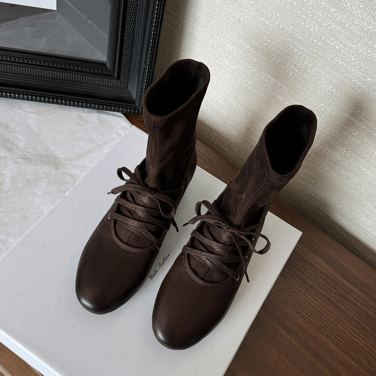 Karin Luna Round Toe Internal Height Increase Lace-up Ankle Boots