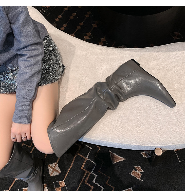 Karin Luna Elegant Style Slanted Inner Height-Increasing Long Boots