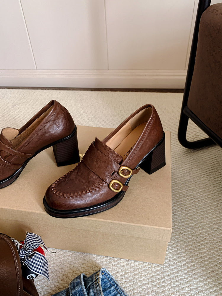 Karin Luna Bestseller Hot-Selling Derivative Edition Self-contained Strap Buckle Casual Loafers