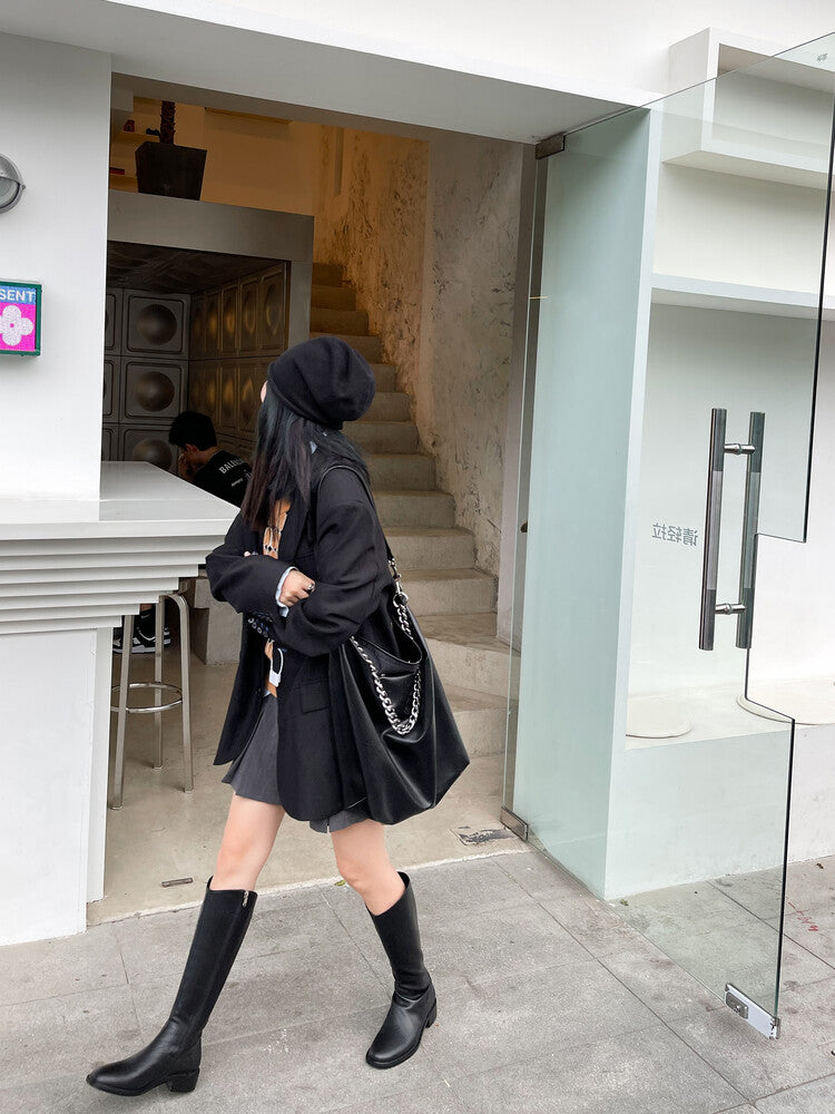 Karin Luna In Stock  Cowhide Niche Versatile Style Knight Boots