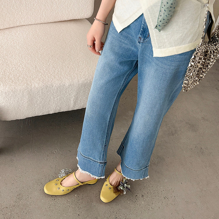 Karin Luna In Stock Spot Goods  Full-grain leather inside and out  Ultra Exquisite Round Toe Hidden Heel Closed-Toe Slippers