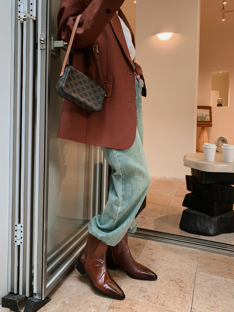 Karin Luna In Stock In stock   Classic first-layer cowhide Chelsea elastic ankle boots
