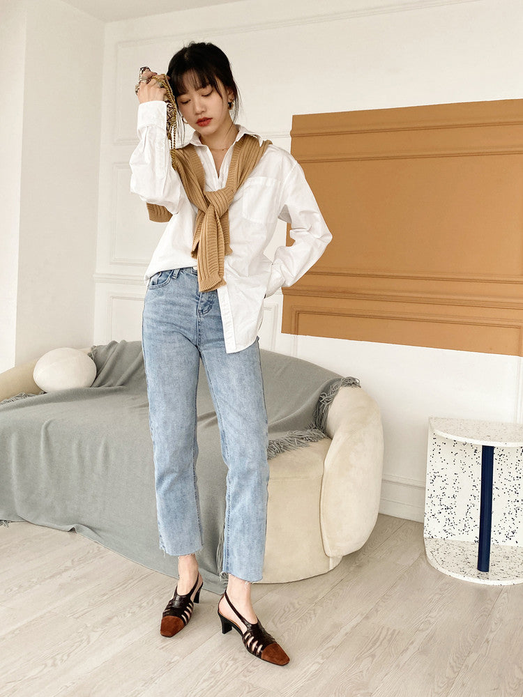 Karin Luna In Stock Spot Goods   French Retro Small Square Toe Closed-Toe Elegant Closed-Toe Sandals
