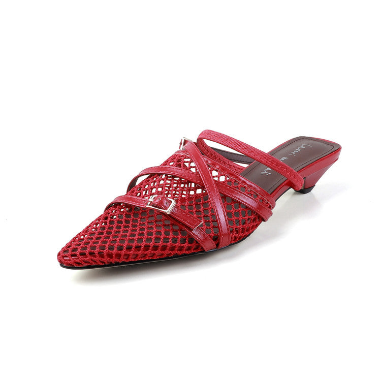Karin Luna In Stock  Spot Goods  Mesh Series Elegant Closed-Toe Belt Buckle Slippers