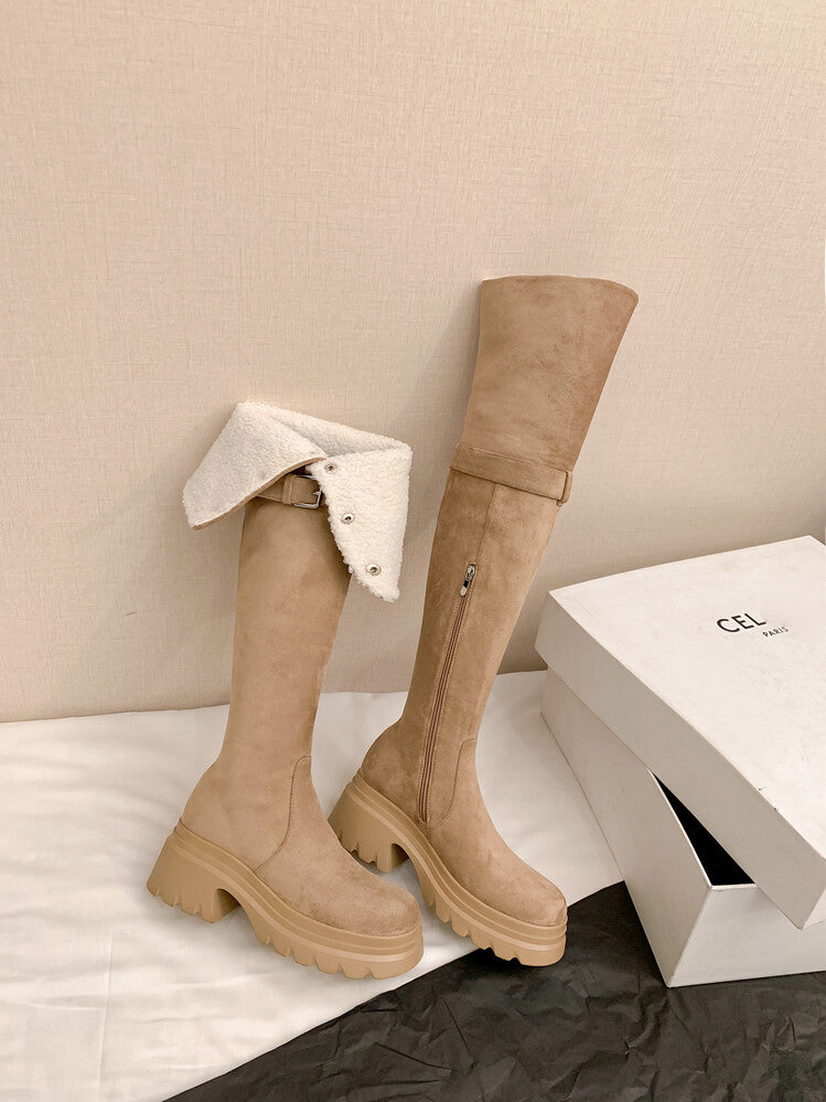 Karin Luna has prepared stock  Main Push Main Push  Hot-selling Large Sole Self-flowing Foldable Round Toe Over-the-Knee Boots