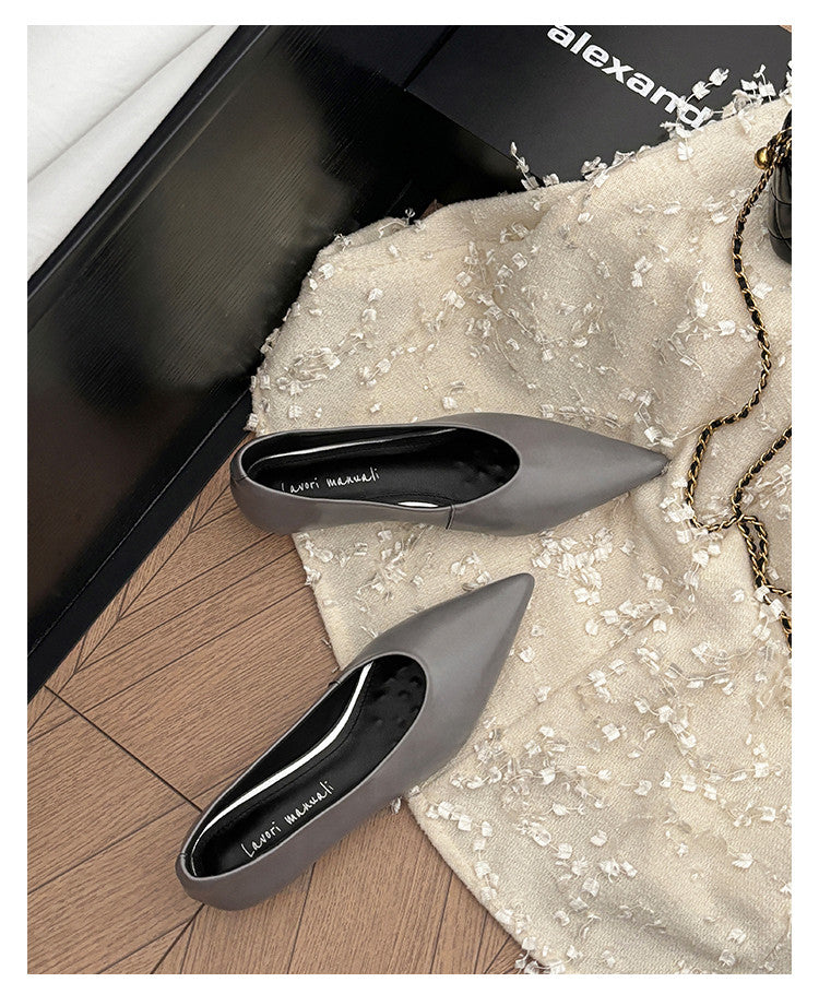 Karin Luna In Stock Spot Goods Classic three-color pointed toe metal heel shoes