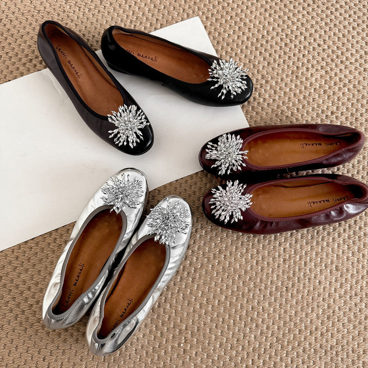 Karin Luna Full Leather Inside and Out~Gorgeous Fireworks Flat Granny Shoes