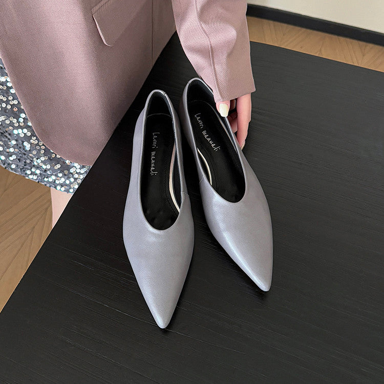 Karin Luna In Stock Spot Goods Classic three-color pointed toe metal heel shoes