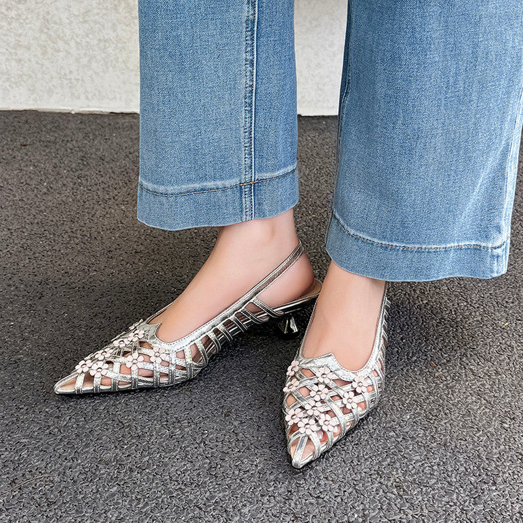 Karin Luna In Stock Spot Goods  Purely Handmade Flowers High-end Hollow Out Sandals