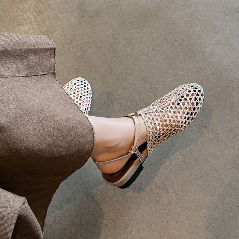 Karin Luna In Stock Spot Goods  Resort Style Series~Casual woven closed-toe flat sandals