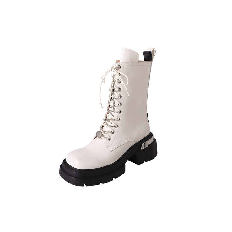 Karin Luna In Stock Spot Goods Lace-up casual metal decorative thick-soled Martin boots