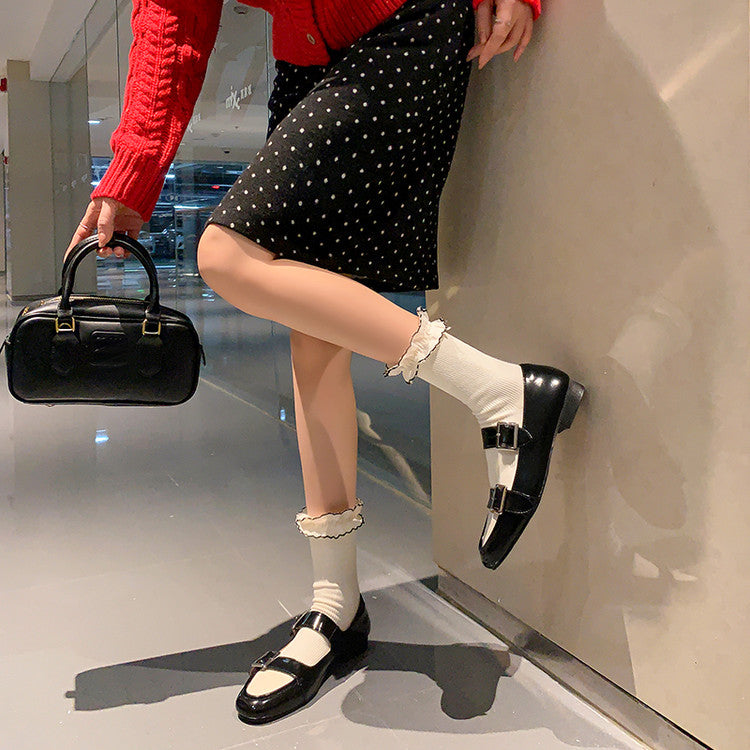Karin Luna In Stock Spot Goods One-Strap Height-Increasing Belt Buckle Single Shoes