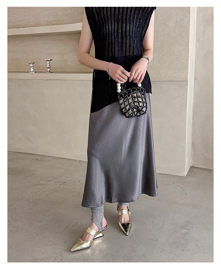 Karin Luna In Stock Spot Goods  Pointed Toe Irregular Heel Elegant Retro Strap Slippers
