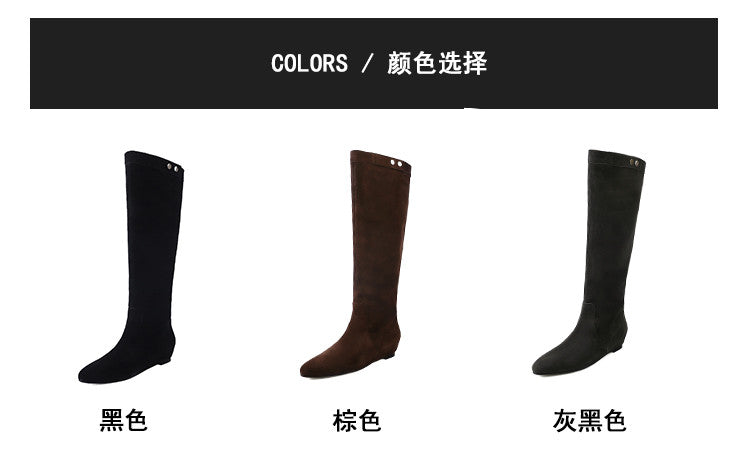 Karin Luna In Stock Spot Goods  Bestselling Suede Leather Sold Out Fast: Pile of Matte Inner Height-Increasing Western Boots