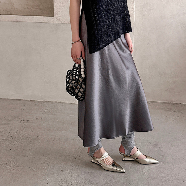 Karin Luna In Stock Spot Goods  Pointed Toe Irregular Heel Elegant Retro Strap Slippers