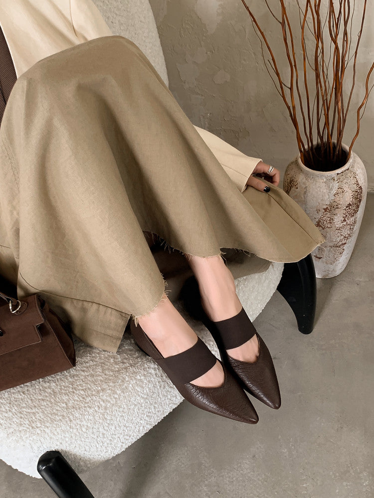 Karin Luna  Popular Pointed Toe Hidden Heel Strap Single Shoes