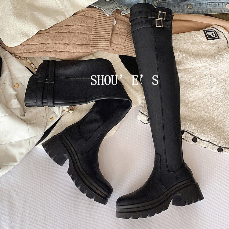 Karin Luna In Stock is the Way to Go！ Basic Thick-Soled Over-the-Knee Boots Super Soft Sheepskin Classic