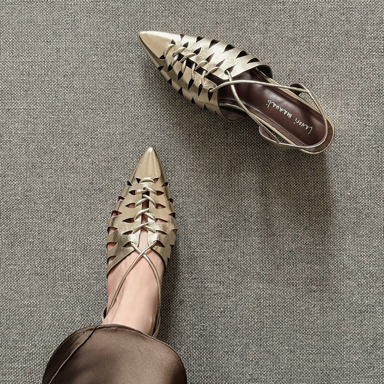 Karin Luna Braided Style ~Cross-woven Pointed Toe Closed-toe Sandals