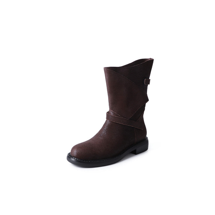 Karin Luna In Stock Spot Goods  Super textured Lazy Style Thick-Soled Ankle Boots