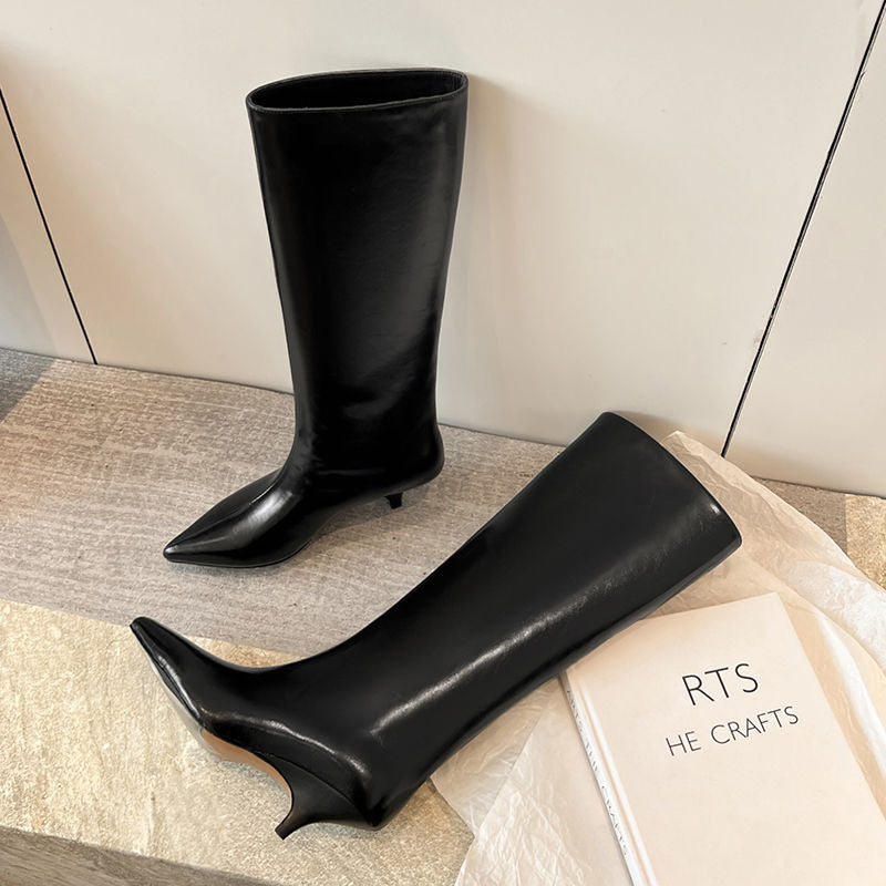 Karin Luna In Stock In Stock    Stunning Elegant Style Kitten Heel Straight Long Boots