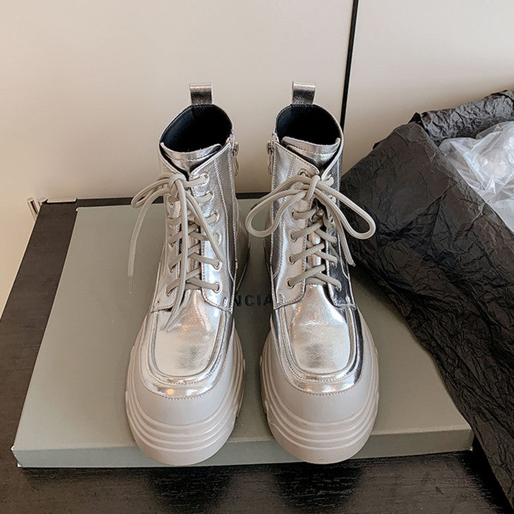 Karin Luna Casual Thick Sole Lace-up Short Boots