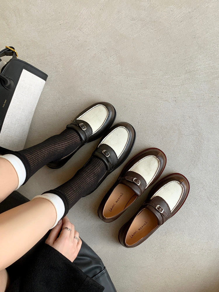 Karin Luna Casual Shoes Series~  In stock Classic color-blocking British style deep-mouth single shoes