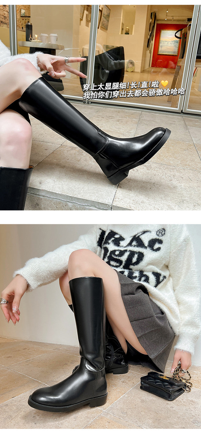 Karin Luna In Stock In-stock Basic Classic Timeless Round Toe Casual Riding Boots