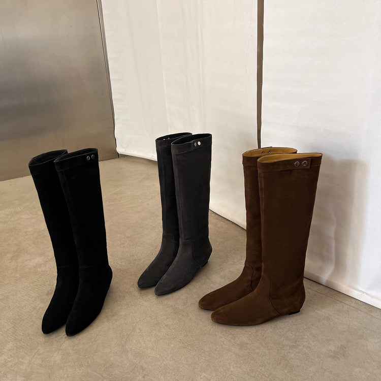 Karin Luna In Stock Spot Goods  Bestselling Suede Leather Sold Out Fast: Pile of Matte Inner Height-Increasing Western Boots
