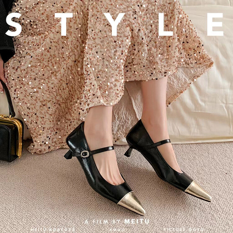 Karin Luna In Stock  Spot Goods In Stock  Classic Color Block Pointed Toe Hot-Selling Elegant Stiletto Pumps