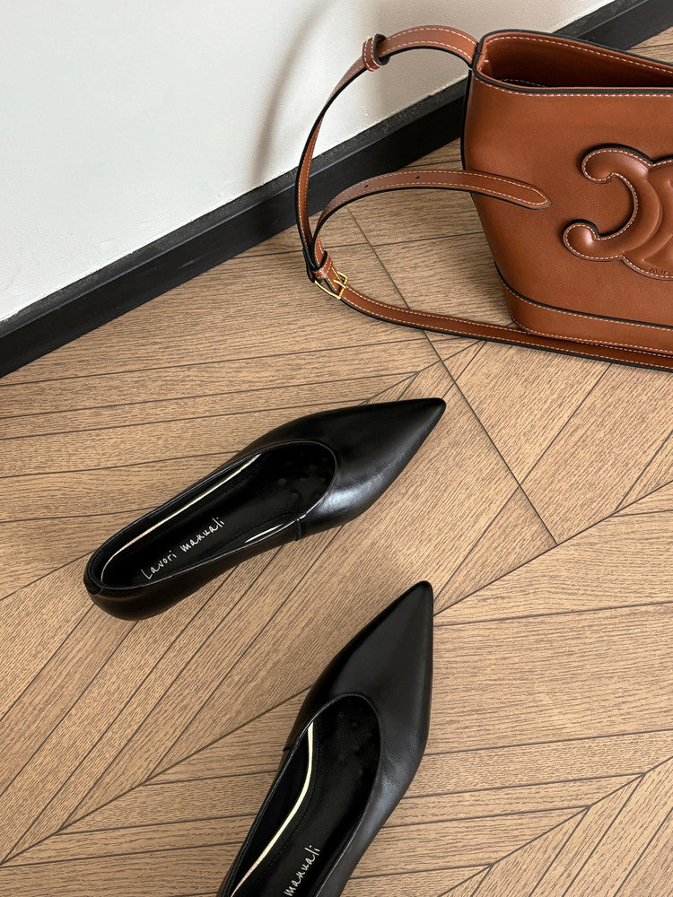 Karin Luna In Stock Spot Goods Classic three-color pointed toe metal heel shoes