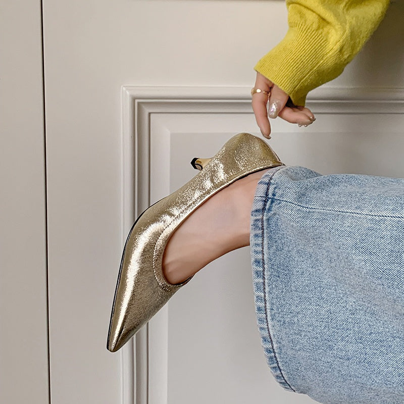 Karin Luna In Stock Spot Goods    Vintage Classic Style Shallow Mouth Single Shoes