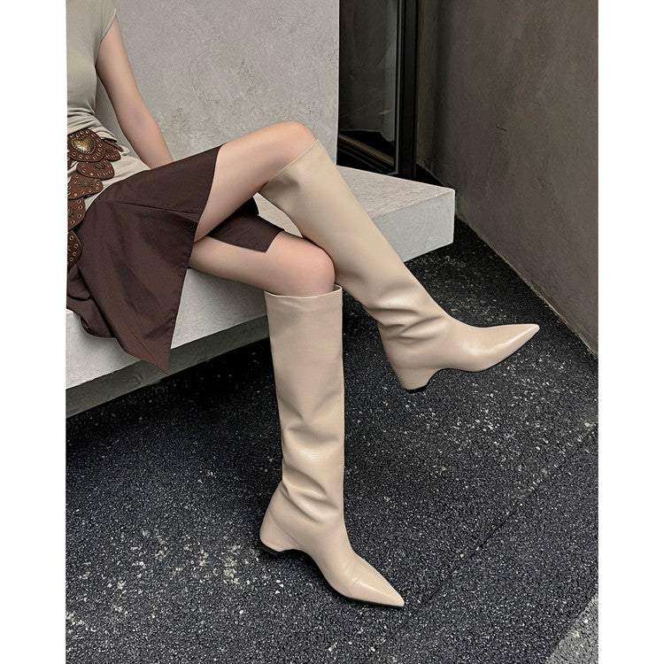 Karin Luna Hot-Selling Internal Height Increase Pointed Toe Straight-Leg Hot-Selling Long Boots