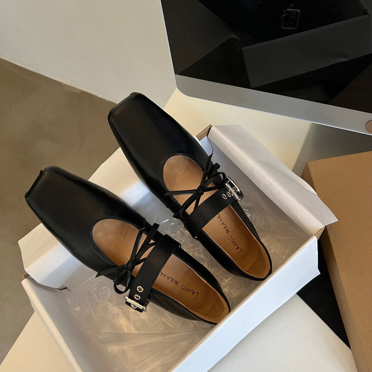 Karin Luna In Stock Spot Goods  Square Toe Internal Height Increase Detachable Bowknot