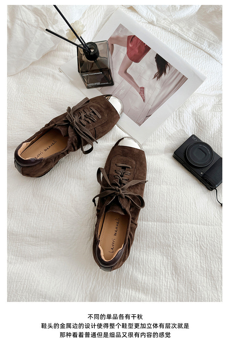 Karin Luna In Stock In Stock  High-end Metal Toe Lace-up Flats